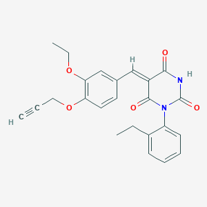 molecular formula C24H22N2O5 B5233652 5-[3-ethoxy-4-(2-propyn-1-yloxy)benzylidene]-1-(2-ethylphenyl)-2,4,6(1H,3H,5H)-pyrimidinetrione 