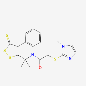 molecular formula C19H19N3OS4 B5233683 4,4,8-trimethyl-5-{[(1-methyl-1H-imidazol-2-yl)thio]acetyl}-4,5-dihydro-1H-[1,2]dithiolo[3,4-c]quinoline-1-thione 