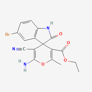 ethyl 6'-amino-5-bromo-5'-cyano-2'-methyl-2-oxo-1,2-dihydrospiro[indole-3,4'-pyran]-3'-carboxylate