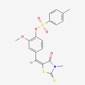 molecular formula C19H17NO5S3 B5233699 2-methoxy-4-[(3-methyl-4-oxo-2-thioxo-1,3-thiazolidin-5-ylidene)methyl]phenyl 4-methylbenzenesulfonate 