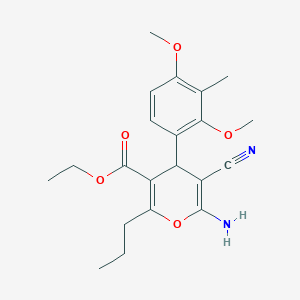 molecular formula C21H26N2O5 B5233720 ethyl 6-amino-5-cyano-4-(2,4-dimethoxy-3-methylphenyl)-2-propyl-4H-pyran-3-carboxylate 