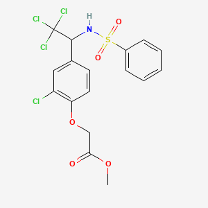 molecular formula C17H15Cl4NO5S B5233774 methyl (2-chloro-4-{2,2,2-trichloro-1-[(phenylsulfonyl)amino]ethyl}phenoxy)acetate 