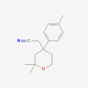 [2,2-dimethyl-4-(4-methylphenyl)tetrahydro-2H-pyran-4-yl]acetonitrile