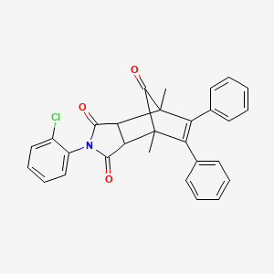 molecular formula C29H22ClNO3 B5233778 4-(2-chlorophenyl)-1,7-dimethyl-8,9-diphenyl-4-azatricyclo[5.2.1.0~2,6~]dec-8-ene-3,5,10-trione 