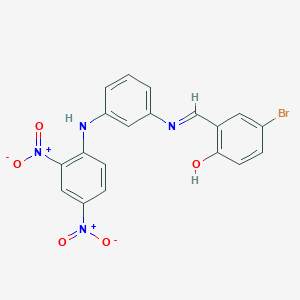 molecular formula C19H13BrN4O5 B5233816 4-bromo-2-[({3-[(2,4-dinitrophenyl)amino]phenyl}imino)methyl]phenol 