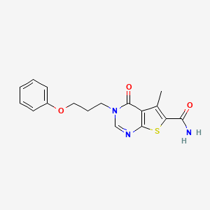 molecular formula C17H17N3O3S B5233894 5-methyl-4-oxo-3-(3-phenoxypropyl)-3,4-dihydrothieno[2,3-d]pyrimidine-6-carboxamide 
