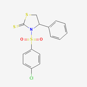 3-[(4-chlorophenyl)sulfonyl]-4-phenyl-1,3-thiazolidine-2-thione