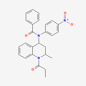 molecular formula C26H25N3O4 B5233934 N-(2-methyl-1-propionyl-1,2,3,4-tetrahydro-4-quinolinyl)-N-(4-nitrophenyl)benzamide 