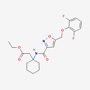 molecular formula C21H24F2N2O5 B5233997 ethyl {1-[({5-[(2,6-difluorophenoxy)methyl]-3-isoxazolyl}carbonyl)amino]cyclohexyl}acetate 