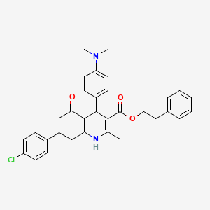 molecular formula C33H33ClN2O3 B5234003 2-phenylethyl 7-(4-chlorophenyl)-4-[4-(dimethylamino)phenyl]-2-methyl-5-oxo-1,4,5,6,7,8-hexahydro-3-quinolinecarboxylate 