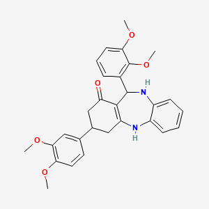molecular formula C29H30N2O5 B5234054 11-(2,3-dimethoxyphenyl)-3-(3,4-dimethoxyphenyl)-2,3,4,5,10,11-hexahydro-1H-dibenzo[b,e][1,4]diazepin-1-one 