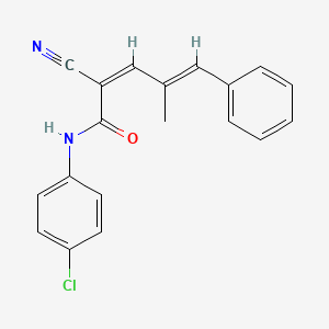 molecular formula C19H15ClN2O B5234067 N-(4-chlorophenyl)-2-cyano-4-methyl-5-phenyl-2,4-pentadienamide 