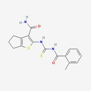 molecular formula C17H17N3O2S2 B5234212 2-({[(2-methylbenzoyl)amino]carbonothioyl}amino)-5,6-dihydro-4H-cyclopenta[b]thiophene-3-carboxamide 