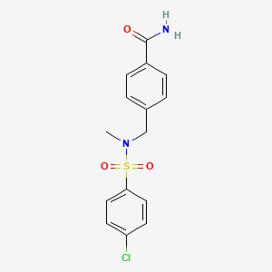 molecular formula C15H15ClN2O3S B5234242 4-{[[(4-chlorophenyl)sulfonyl](methyl)amino]methyl}benzamide 