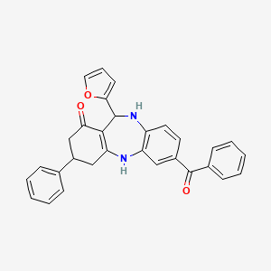 molecular formula C30H24N2O3 B5234258 7-benzoyl-11-(2-furyl)-3-phenyl-2,3,4,5,10,11-hexahydro-1H-dibenzo[b,e][1,4]diazepin-1-one 