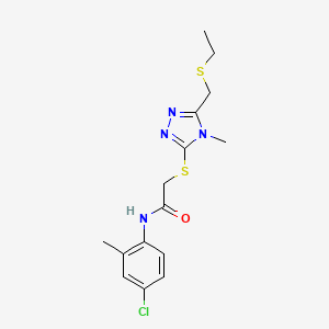 molecular formula C15H19ClN4OS2 B5234283 N-(4-chloro-2-methylphenyl)-2-({5-[(ethylthio)methyl]-4-methyl-4H-1,2,4-triazol-3-yl}thio)acetamide 