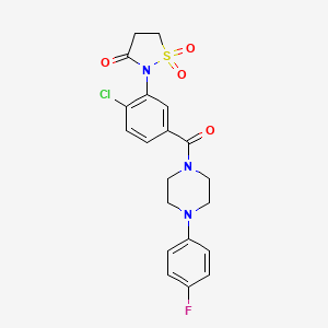 molecular formula C20H19ClFN3O4S B5234309 2-(2-chloro-5-{[4-(4-fluorophenyl)-1-piperazinyl]carbonyl}phenyl)-3-isothiazolidinone 1,1-dioxide 