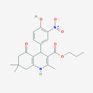 molecular formula C22H26N2O6 B5234319 propyl 4-(4-hydroxy-3-nitrophenyl)-2,7,7-trimethyl-5-oxo-1,4,5,6,7,8-hexahydro-3-quinolinecarboxylate 