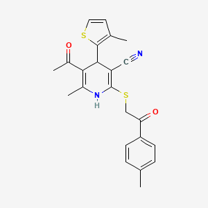 molecular formula C23H22N2O2S2 B5234340 5-acetyl-6-methyl-2-{[2-(4-methylphenyl)-2-oxoethyl]thio}-4-(3-methyl-2-thienyl)-1,4-dihydro-3-pyridinecarbonitrile 