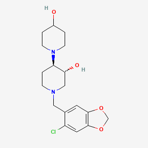 molecular formula C18H25ClN2O4 B5234390 (3'R*,4'R*)-1'-[(6-chloro-1,3-benzodioxol-5-yl)methyl]-1,4'-bipiperidine-3',4-diol 