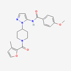 molecular formula C22H24N4O4 B5234426 4-methoxy-N-{1-[1-(3-methyl-2-furoyl)-4-piperidinyl]-1H-pyrazol-5-yl}benzamide 