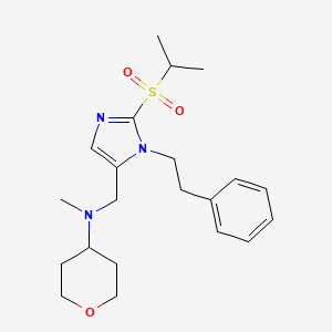 molecular formula C21H31N3O3S B5234448 N-{[2-(isopropylsulfonyl)-1-(2-phenylethyl)-1H-imidazol-5-yl]methyl}-N-methyltetrahydro-2H-pyran-4-amine 