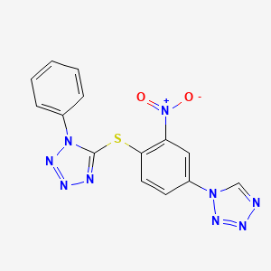 molecular formula C14H9N9O2S B5234452 5-{[2-nitro-4-(1H-tetrazol-1-yl)phenyl]thio}-1-phenyl-1H-tetrazole 