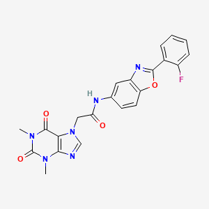 molecular formula C22H17FN6O4 B5234475 2-(1,3-dimethyl-2,6-dioxo-1,2,3,6-tetrahydro-7H-purin-7-yl)-N-[2-(2-fluorophenyl)-1,3-benzoxazol-5-yl]acetamide 