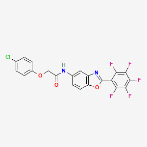 2-(4-chlorophenoxy)-N-[2-(pentafluorophenyl)-1,3-benzoxazol-5-yl]acetamide