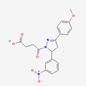 molecular formula C20H19N3O6 B5234549 4-[3-(4-methoxyphenyl)-5-(3-nitrophenyl)-4,5-dihydro-1H-pyrazol-1-yl]-4-oxobutanoic acid 