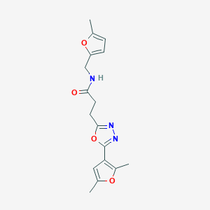 molecular formula C17H19N3O4 B5234555 3-[5-(2,5-dimethyl-3-furyl)-1,3,4-oxadiazol-2-yl]-N-[(5-methyl-2-furyl)methyl]propanamide 