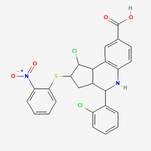 molecular formula C25H20Cl2N2O4S B5234564 1-chloro-4-(2-chlorophenyl)-2-[(2-nitrophenyl)thio]-2,3,3a,4,5,9b-hexahydro-1H-cyclopenta[c]quinoline-8-carboxylic acid 