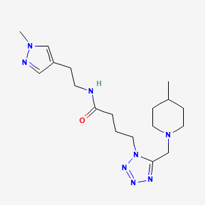 molecular formula C18H30N8O B5234570 4-{5-[(4-methyl-1-piperidinyl)methyl]-1H-tetrazol-1-yl}-N-[2-(1-methyl-1H-pyrazol-4-yl)ethyl]butanamide 