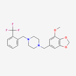 molecular formula C21H23F3N2O3 B5234618 1-[(7-methoxy-1,3-benzodioxol-5-yl)methyl]-4-[2-(trifluoromethyl)benzyl]piperazine 