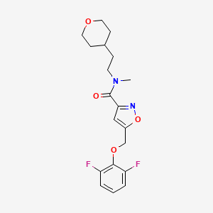 molecular formula C19H22F2N2O4 B5234666 5-[(2,6-difluorophenoxy)methyl]-N-methyl-N-[2-(tetrahydro-2H-pyran-4-yl)ethyl]-3-isoxazolecarboxamide 