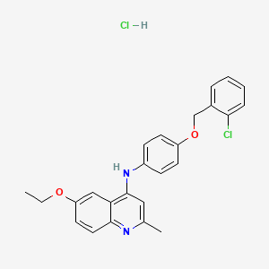 molecular formula C25H24Cl2N2O2 B5234695 N-{4-[(2-chlorobenzyl)oxy]phenyl}-6-ethoxy-2-methyl-4-quinolinamine hydrochloride 