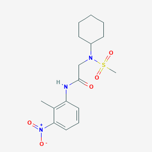 molecular formula C16H23N3O5S B5234706 N~2~-cyclohexyl-N~1~-(2-methyl-3-nitrophenyl)-N~2~-(methylsulfonyl)glycinamide 