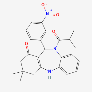 molecular formula C25H27N3O4 B5234756 10-isobutyryl-3,3-dimethyl-11-(3-nitrophenyl)-2,3,4,5,10,11-hexahydro-1H-dibenzo[b,e][1,4]diazepin-1-one 