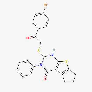 molecular formula C23H19BrN2O2S2 B5234789 2-{[2-(4-bromophenyl)-2-oxoethyl]thio}-3-phenyl-1,2,3,5,6,7-hexahydro-4H-cyclopenta[4,5]thieno[2,3-d]pyrimidin-4-one 