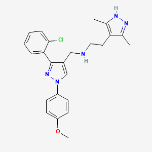 molecular formula C24H26ClN5O B5234816 N-{[3-(2-chlorophenyl)-1-(4-methoxyphenyl)-1H-pyrazol-4-yl]methyl}-2-(3,5-dimethyl-1H-pyrazol-4-yl)ethanamine 