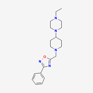 molecular formula C20H29N5O B5234829 1-ethyl-4-{1-[(3-phenyl-1,2,4-oxadiazol-5-yl)methyl]-4-piperidinyl}piperazine 