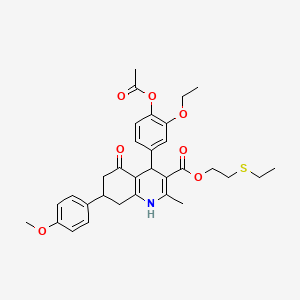 molecular formula C32H37NO7S B5234846 2-(ethylthio)ethyl 4-[4-(acetyloxy)-3-ethoxyphenyl]-7-(4-methoxyphenyl)-2-methyl-5-oxo-1,4,5,6,7,8-hexahydro-3-quinolinecarboxylate 