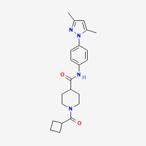 molecular formula C22H28N4O2 B5235015 1-(cyclobutylcarbonyl)-N-[4-(3,5-dimethyl-1H-pyrazol-1-yl)phenyl]-4-piperidinecarboxamide 