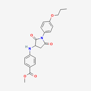 molecular formula C21H22N2O5 B5235042 methyl 4-{[2,5-dioxo-1-(4-propoxyphenyl)-3-pyrrolidinyl]amino}benzoate 