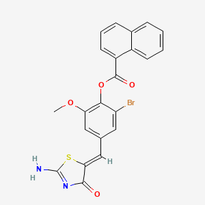 2-bromo-4-[(2-imino-4-oxo-1,3-thiazolidin-5-ylidene)methyl]-6-methoxyphenyl 1-naphthoate