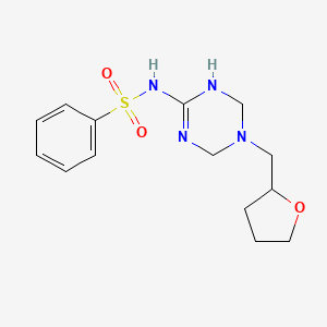 molecular formula C14H20N4O3S B5235075 N-[5-(tetrahydro-2-furanylmethyl)-1,4,5,6-tetrahydro-1,3,5-triazin-2-yl]benzenesulfonamide 