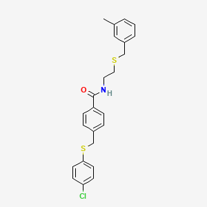 molecular formula C24H24ClNOS2 B5235093 4-{[(4-chlorophenyl)thio]methyl}-N-{2-[(3-methylbenzyl)thio]ethyl}benzamide 