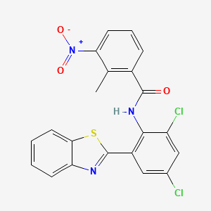 molecular formula C21H13Cl2N3O3S B5235140 N-[2-(1,3-benzothiazol-2-yl)-4,6-dichlorophenyl]-2-methyl-3-nitrobenzamide 
