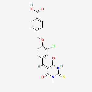 molecular formula C20H15ClN2O5S B5235169 4-({2-chloro-4-[(1-methyl-4,6-dioxo-2-thioxotetrahydro-5(2H)-pyrimidinylidene)methyl]phenoxy}methyl)benzoic acid 