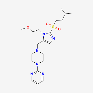 molecular formula C20H32N6O3S B5235192 2-[4-({1-(2-methoxyethyl)-2-[(3-methylbutyl)sulfonyl]-1H-imidazol-5-yl}methyl)-1-piperazinyl]pyrimidine 